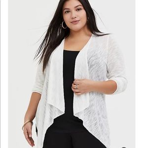 White Slub Drape Cardigan